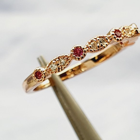 🔥 Beauty CZ Thin Sweet Romantic Three Color Plated Rings for Women,EVGG1344 - Picture 9 of 10